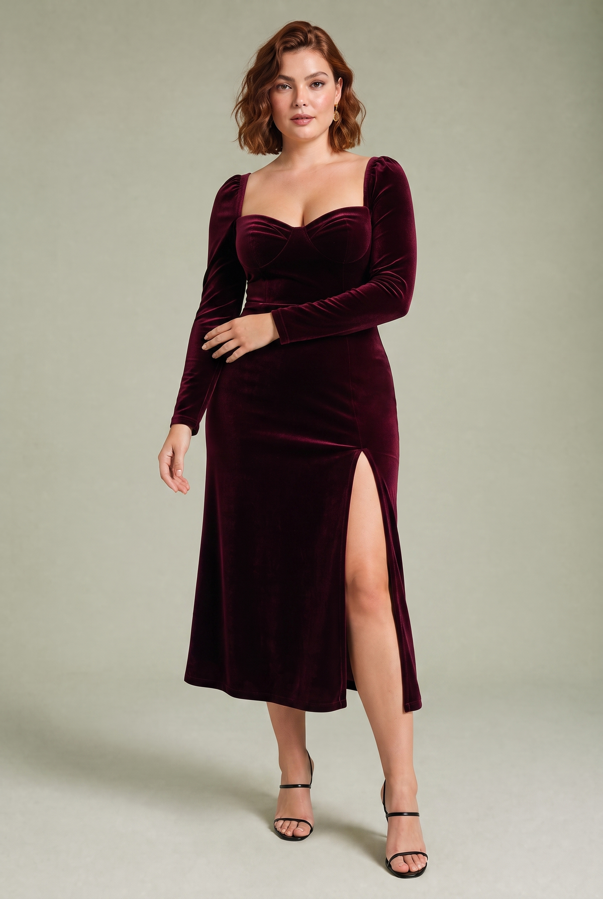 Dinah | Robe velours encolure carrée