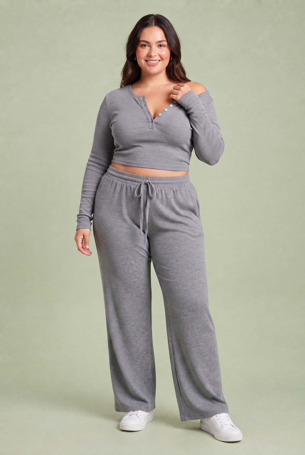 Lise | Ensemble top col V boutonné