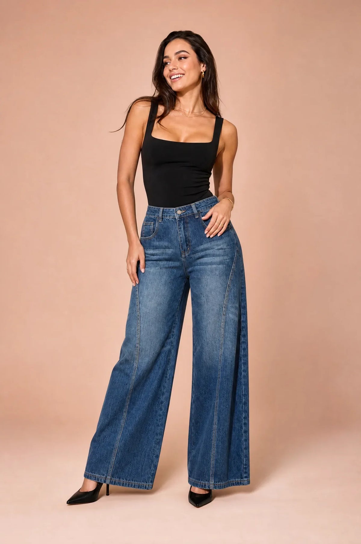 Irène | Jean taille haute jambe large