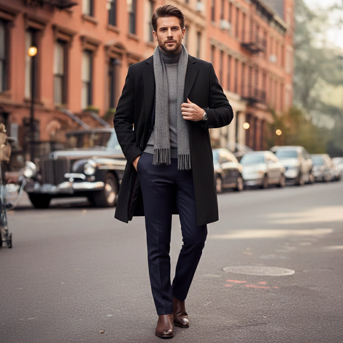 Albéric | Manteau long à revers crantés