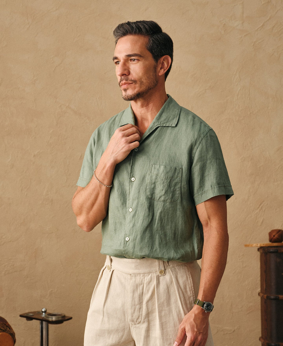 Erwan | Chemisette en lin col italien