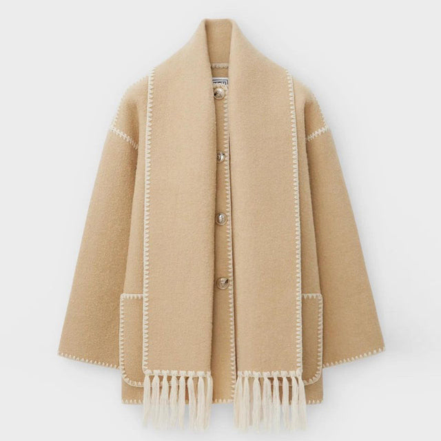 Athénaïs | Manteau écharpe à franges