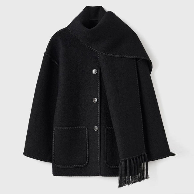 Athénaïs | Manteau écharpe à franges