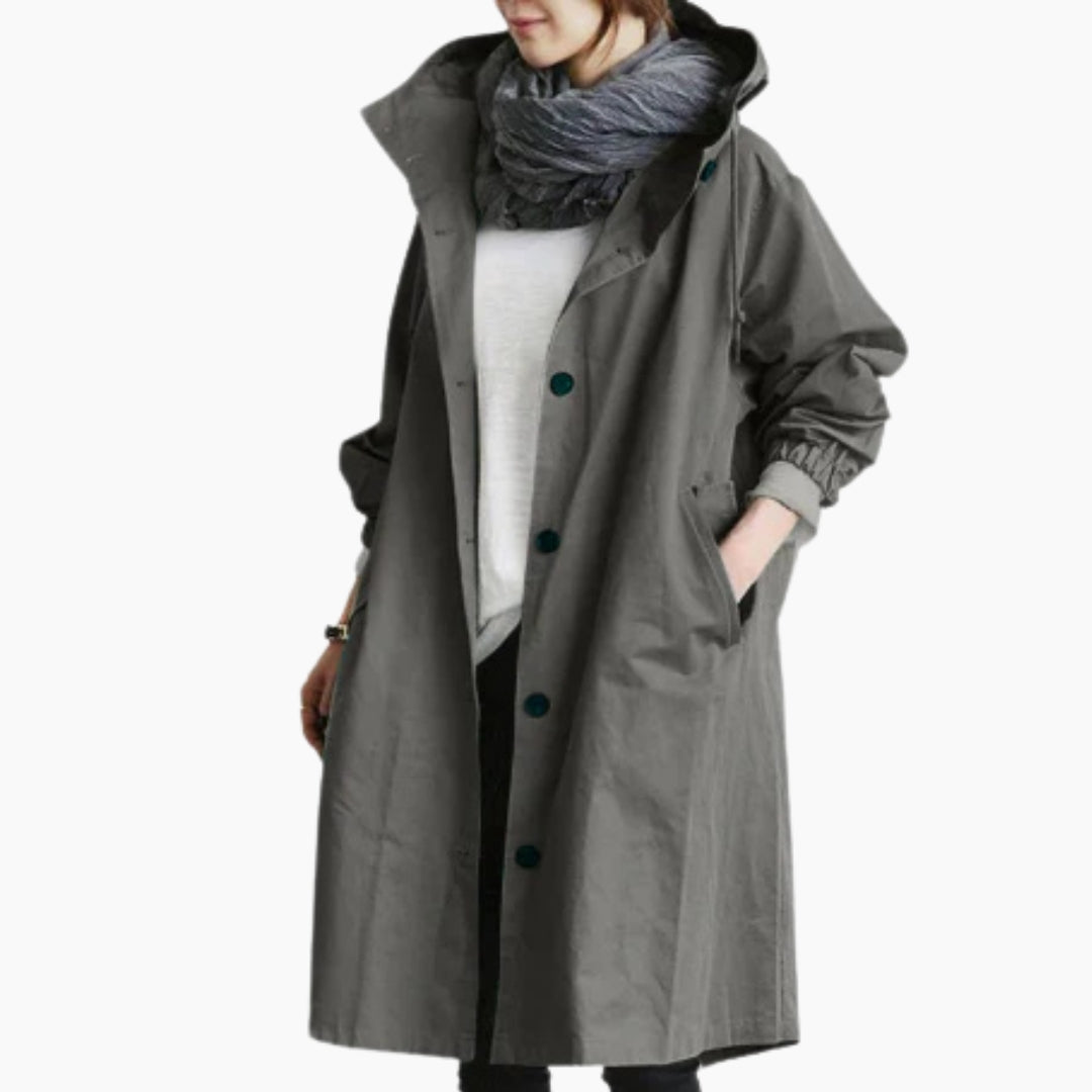 Axelle | Manteau long cocon à capuche