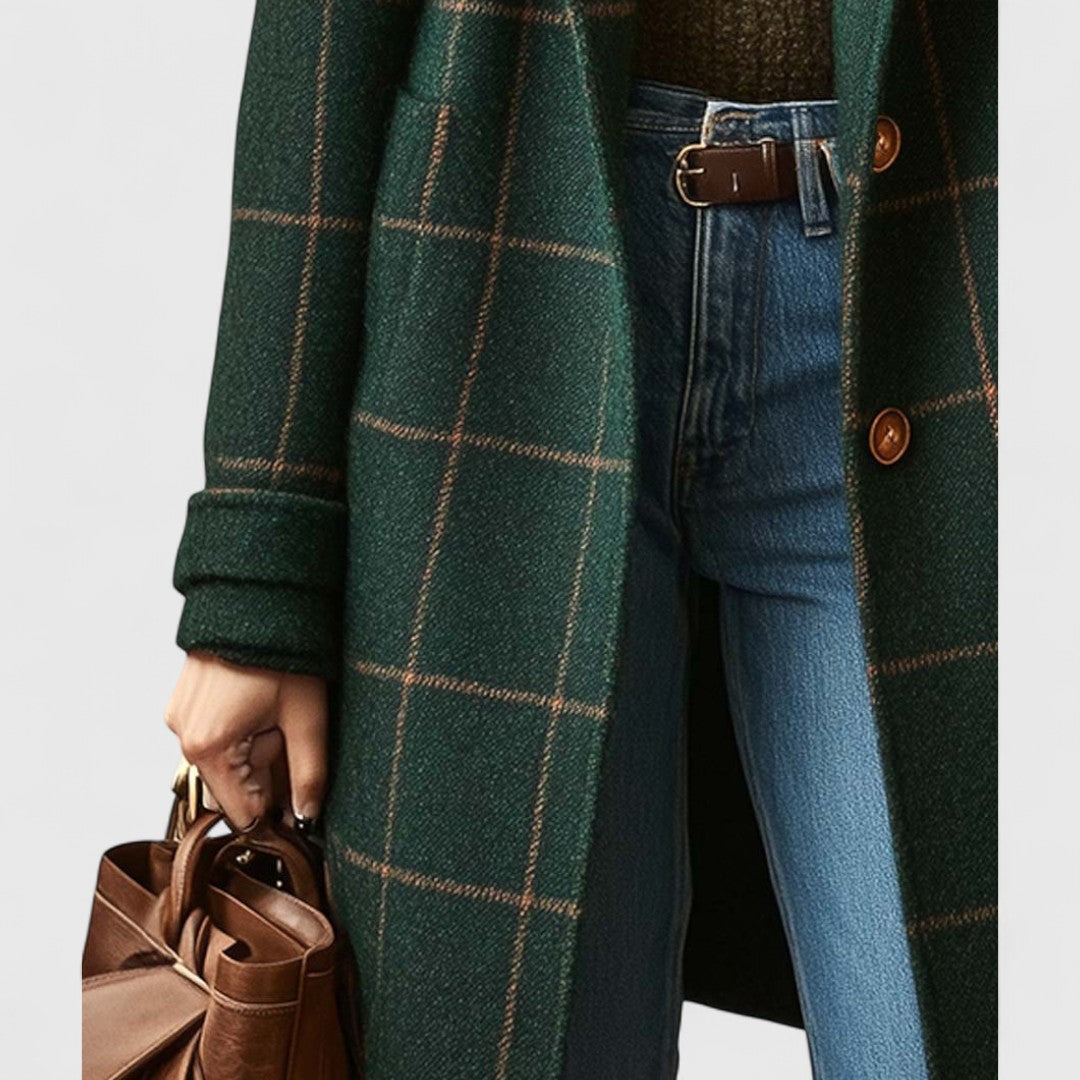 Aurore | Manteau long à carreaux fenêtre