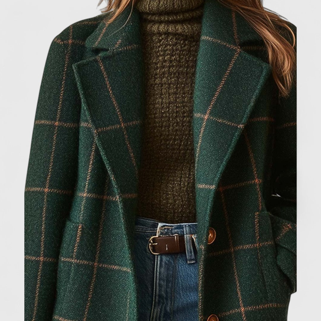 Aurore | Manteau long à carreaux fenêtre