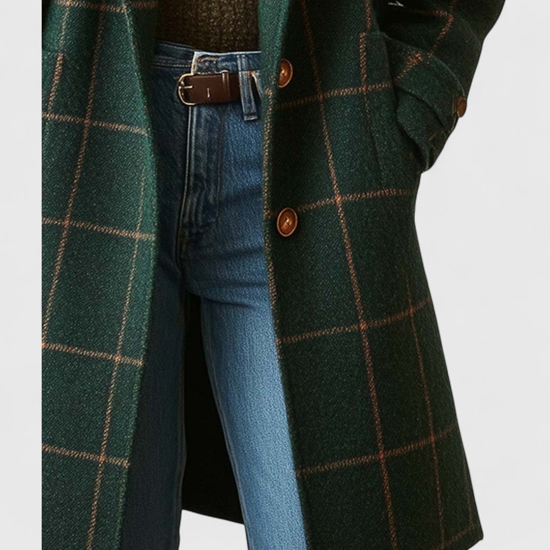Aurore | Manteau long à carreaux fenêtre