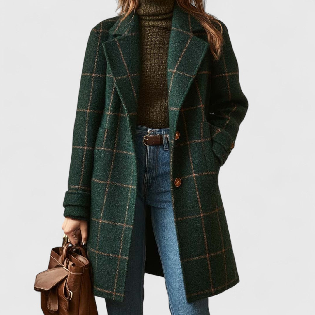 Aurore | Manteau long à carreaux fenêtre