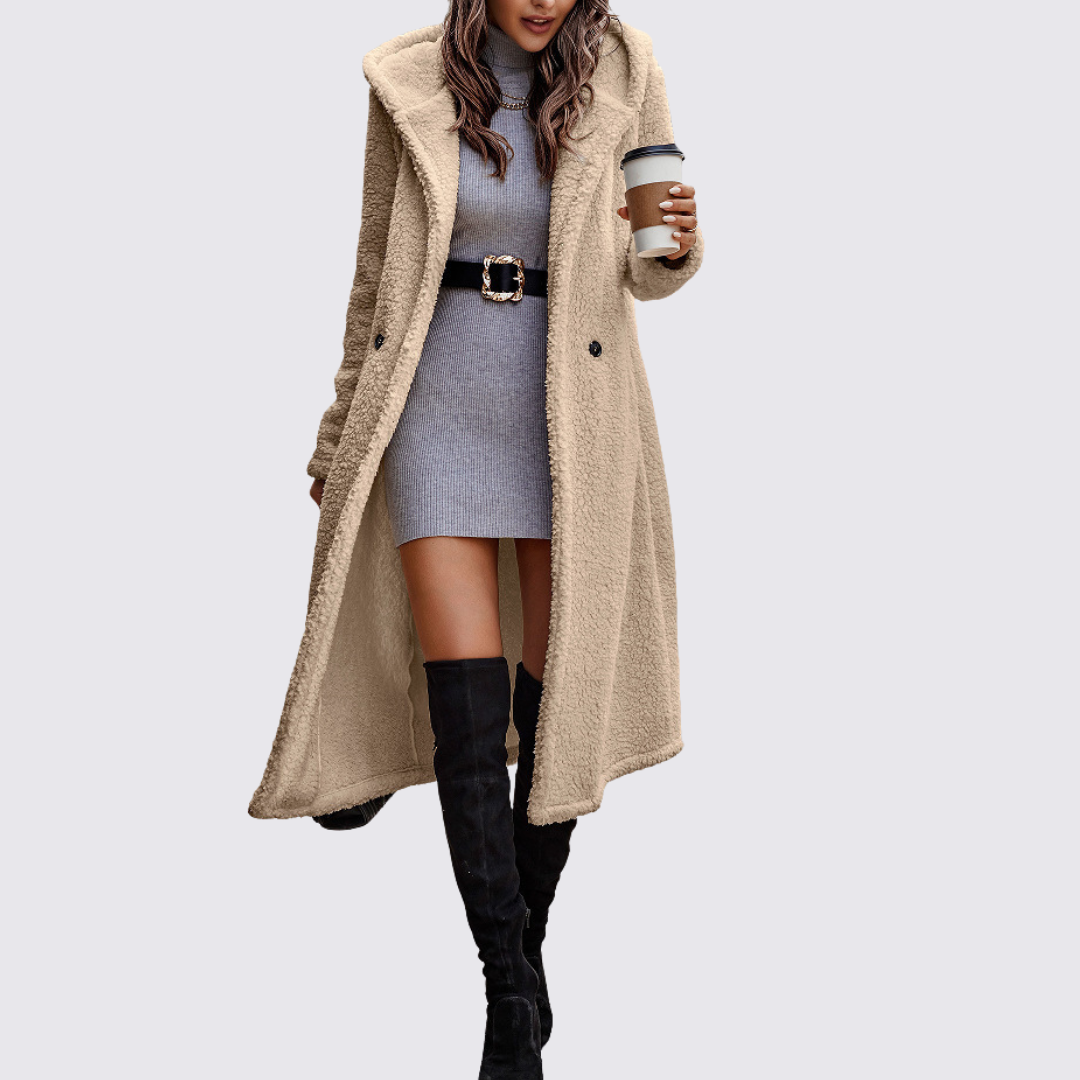 Alice | Manteau long croisé en sherpa