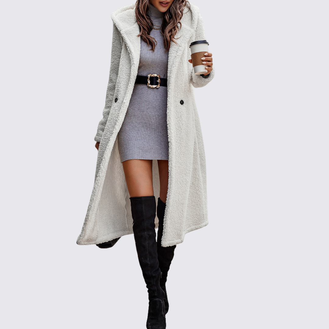 Alice | Manteau long croisé en sherpa