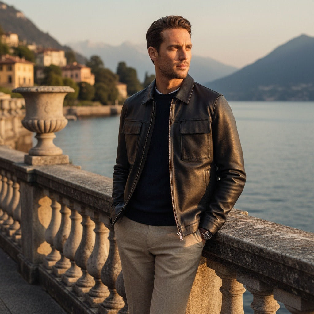 Bérenger | Harrington aspect cuir lisse