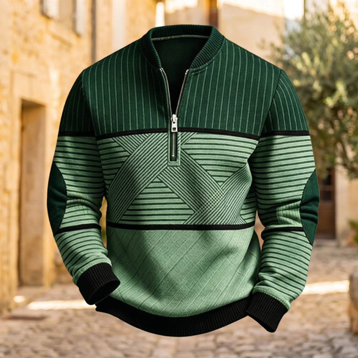 Mathias | Pull demi-zip à motif graphique