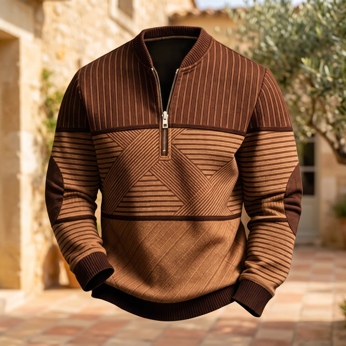 Mathias | Pull demi-zip à motif graphique