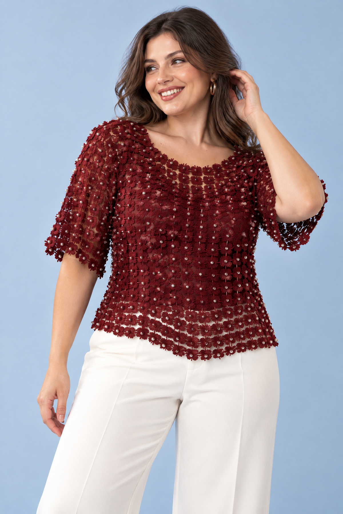 Félicité | Top brodé orné de perles