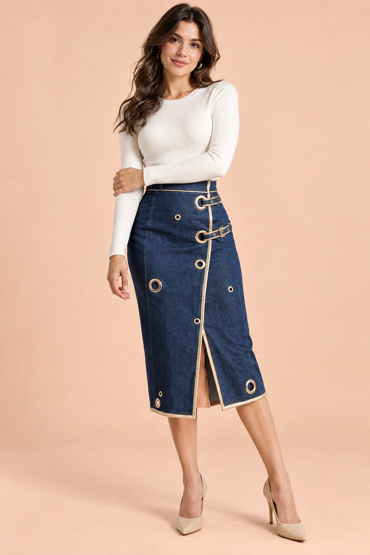 Justine | Jupe crayon midi fendue