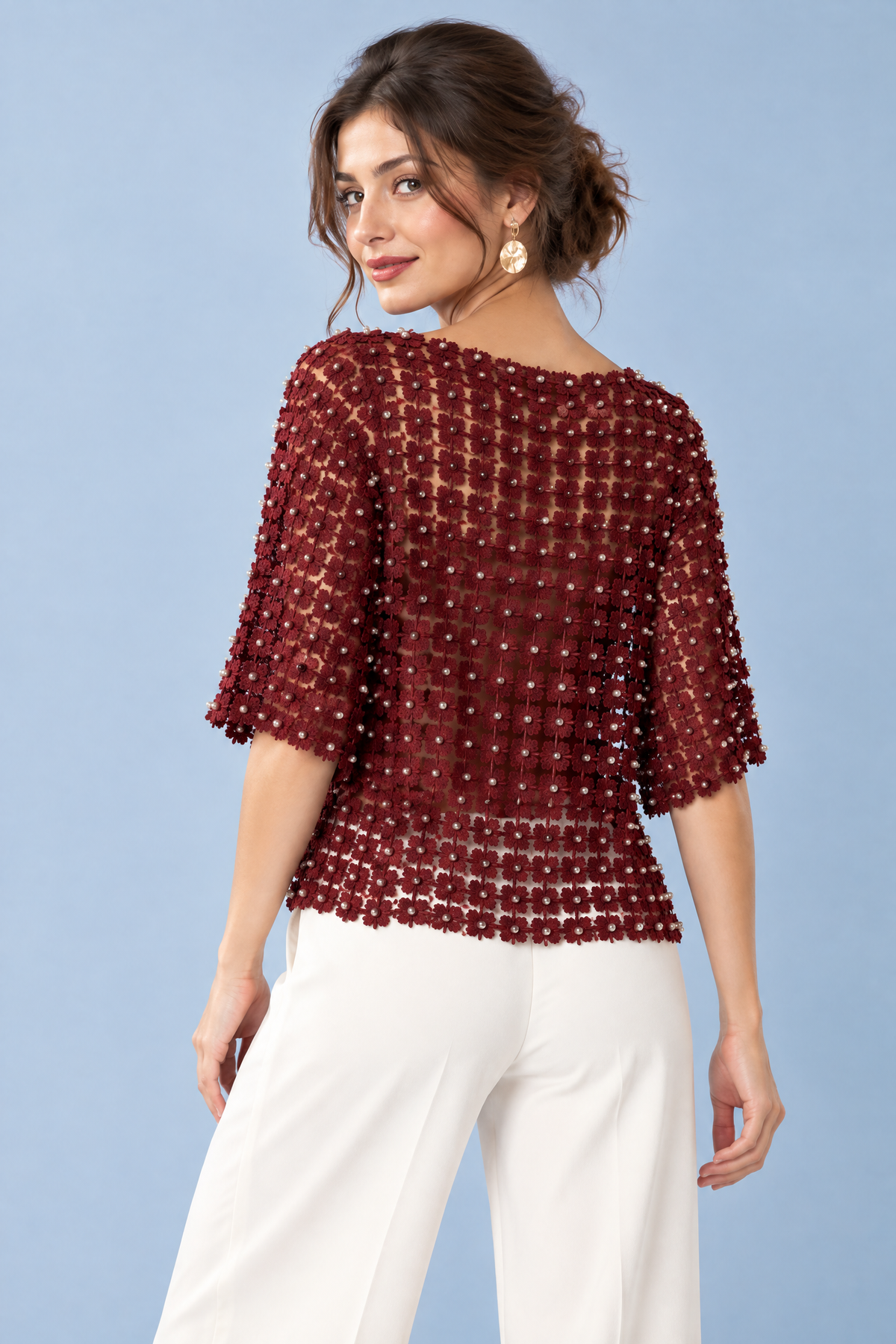 Félicité | Top brodé orné de perles