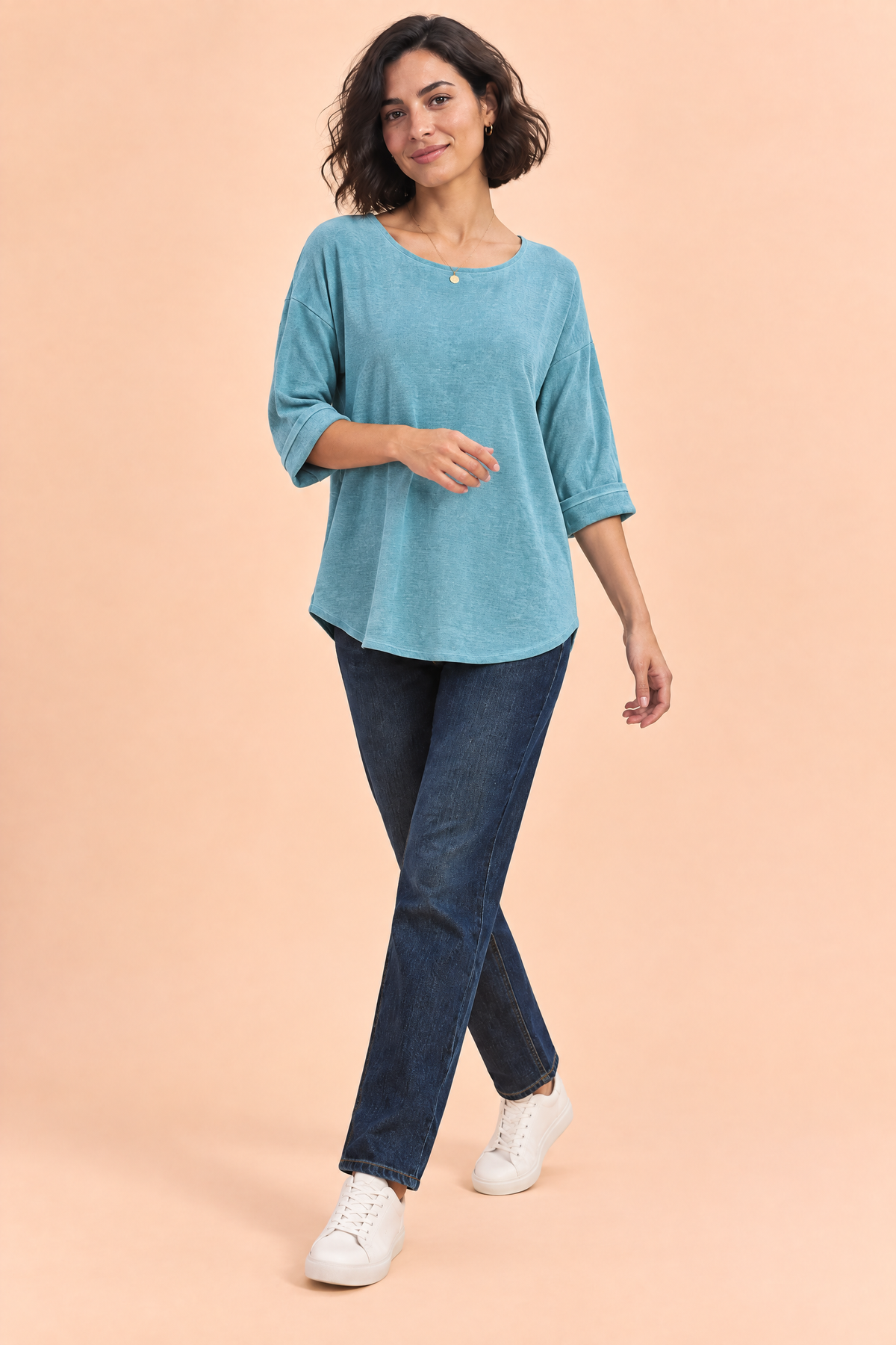 Faustine | T-shirt texturé manches trois-quarts