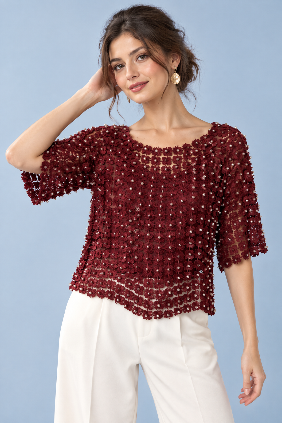 Félicité | Top brodé orné de perles