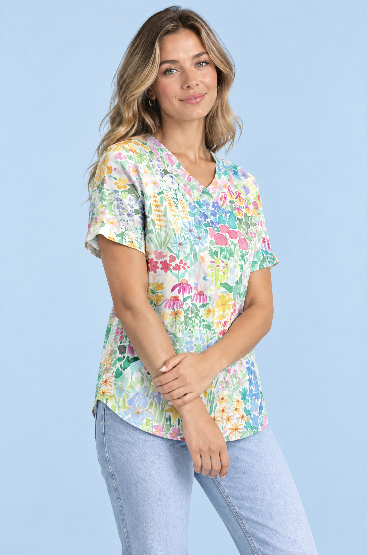 Floriane | T-shirt fleuri à petit col