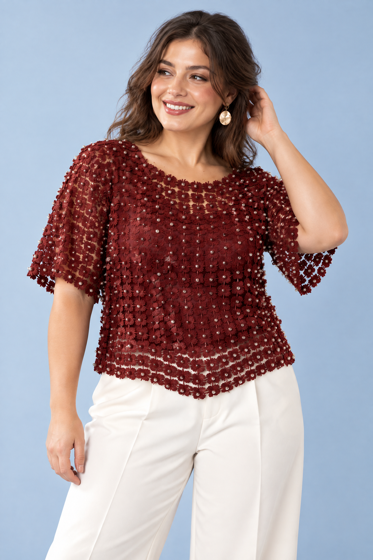 Félicité | Top brodé orné de perles