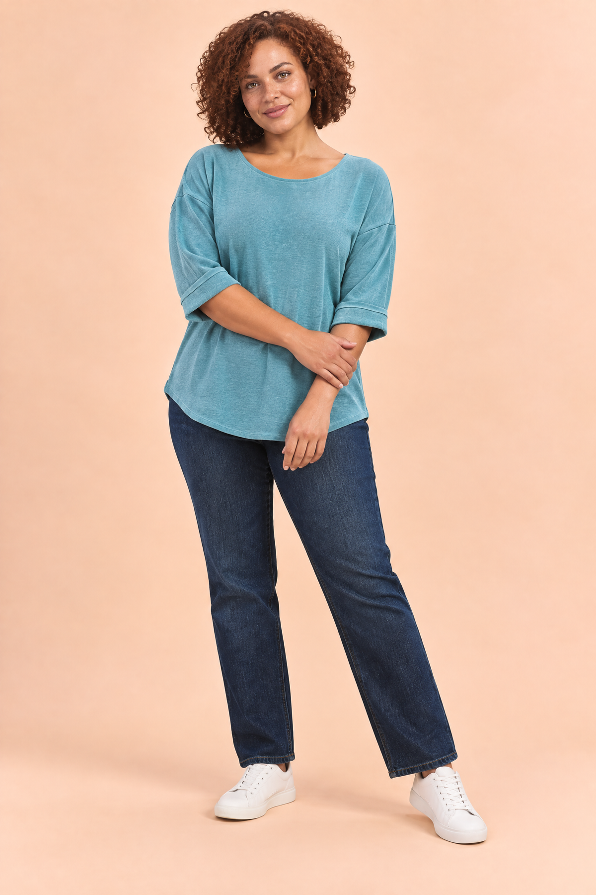 Faustine | T-shirt texturé manches trois-quarts