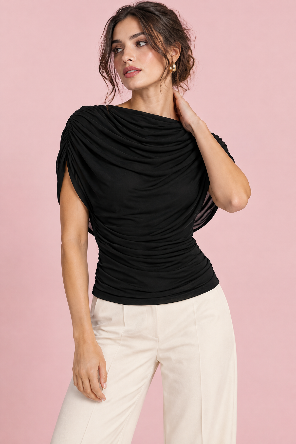 Fabienne | Top col bénitier froncé