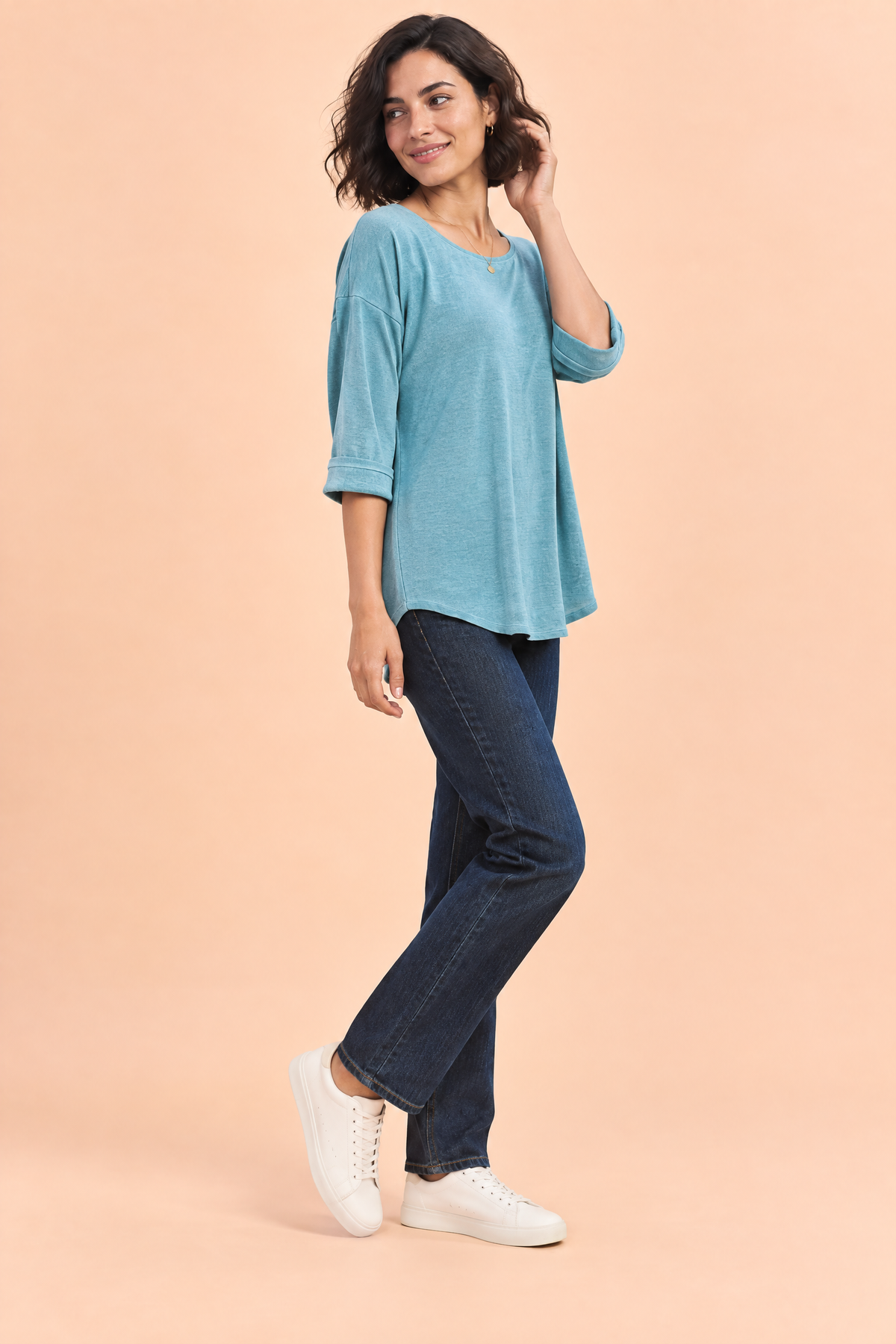 Faustine | T-shirt texturé manches trois-quarts