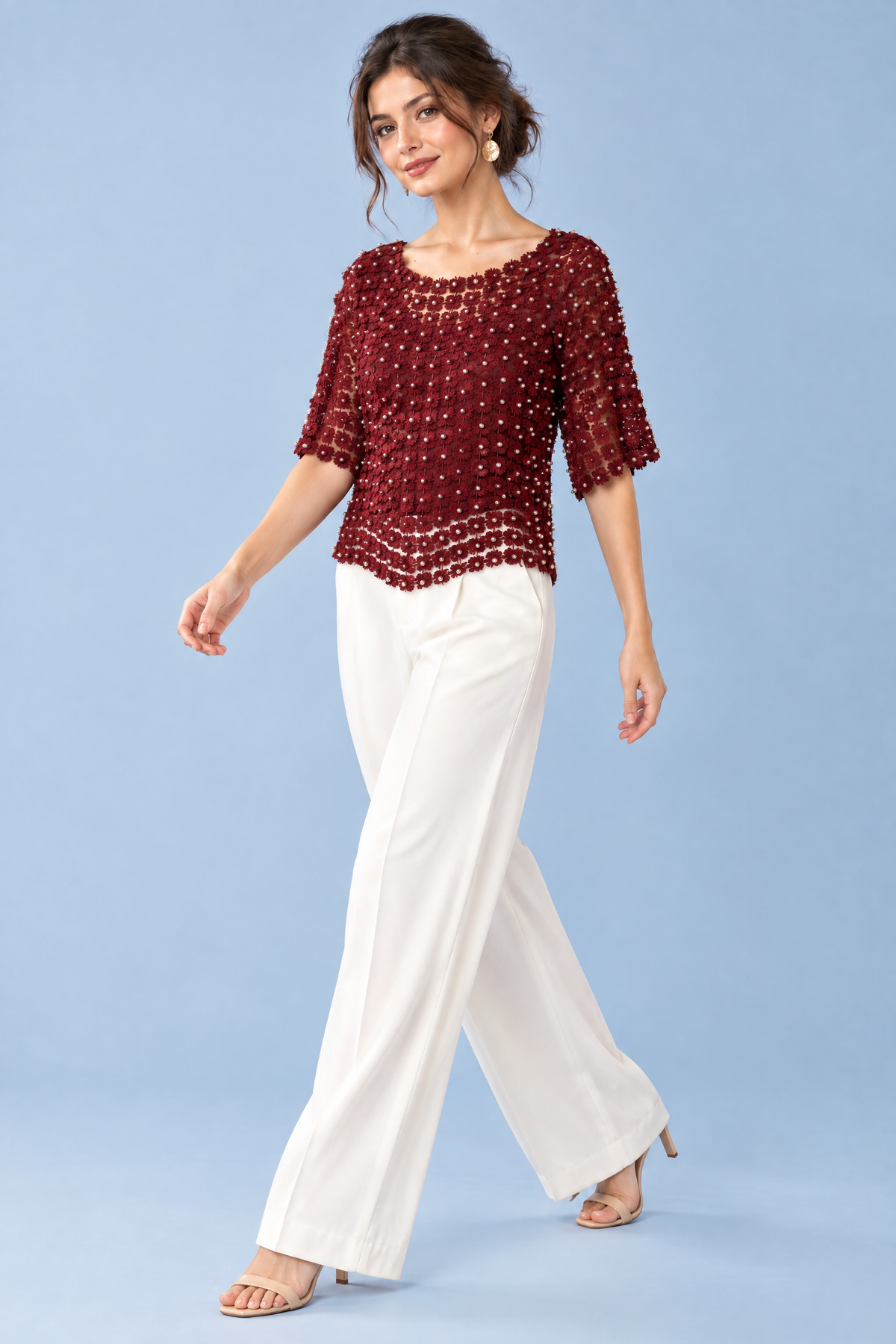 Félicité | Top brodé orné de perles