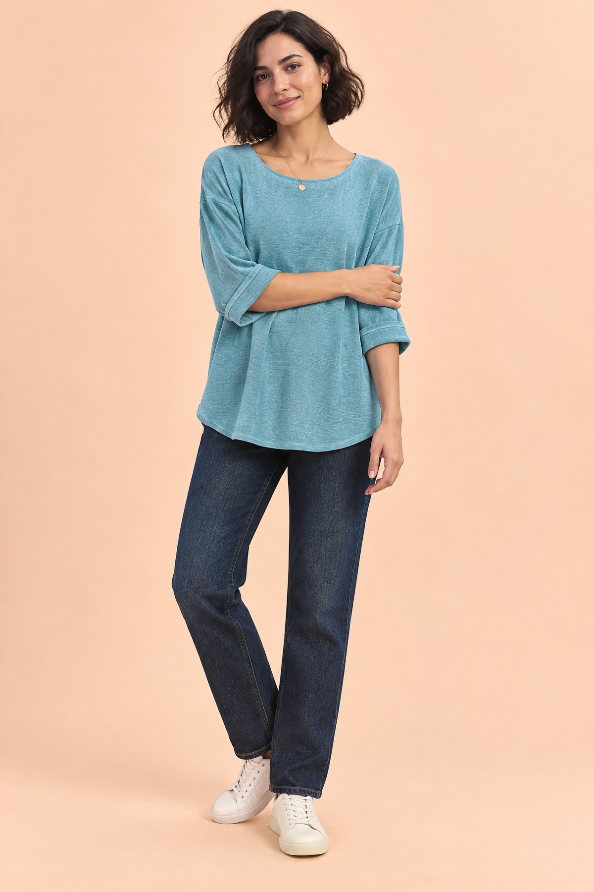 Faustine | T-shirt texturé manches trois-quarts