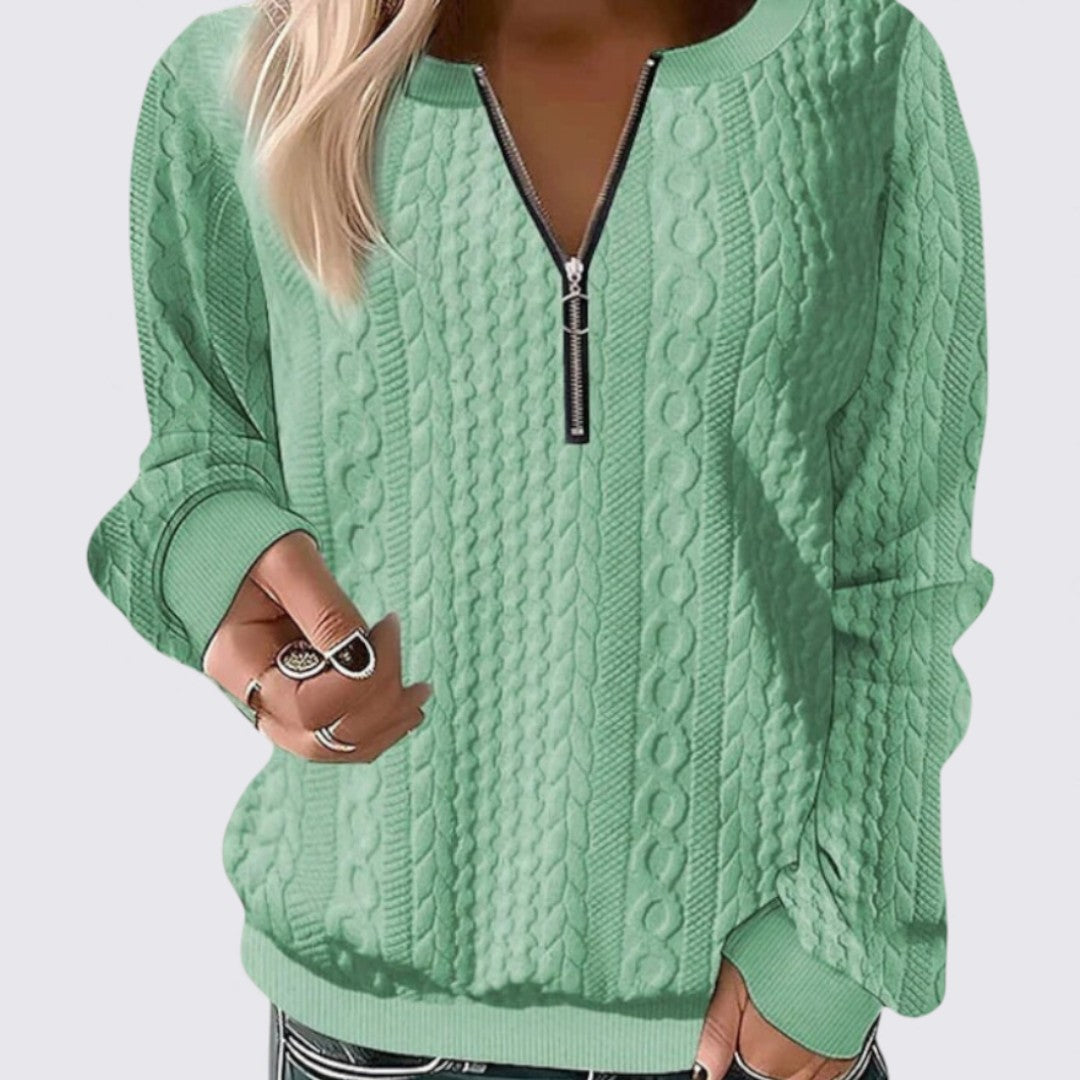 Cécilia | Pull texturé col zippé