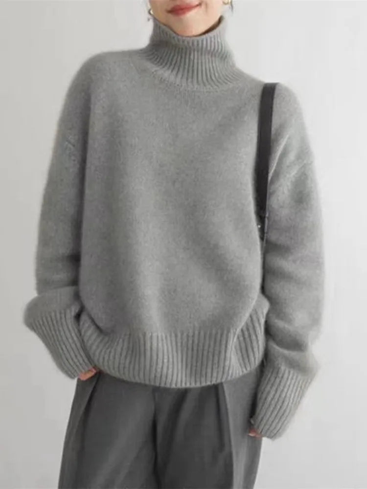 Cendrine | Pull oversize col roulé