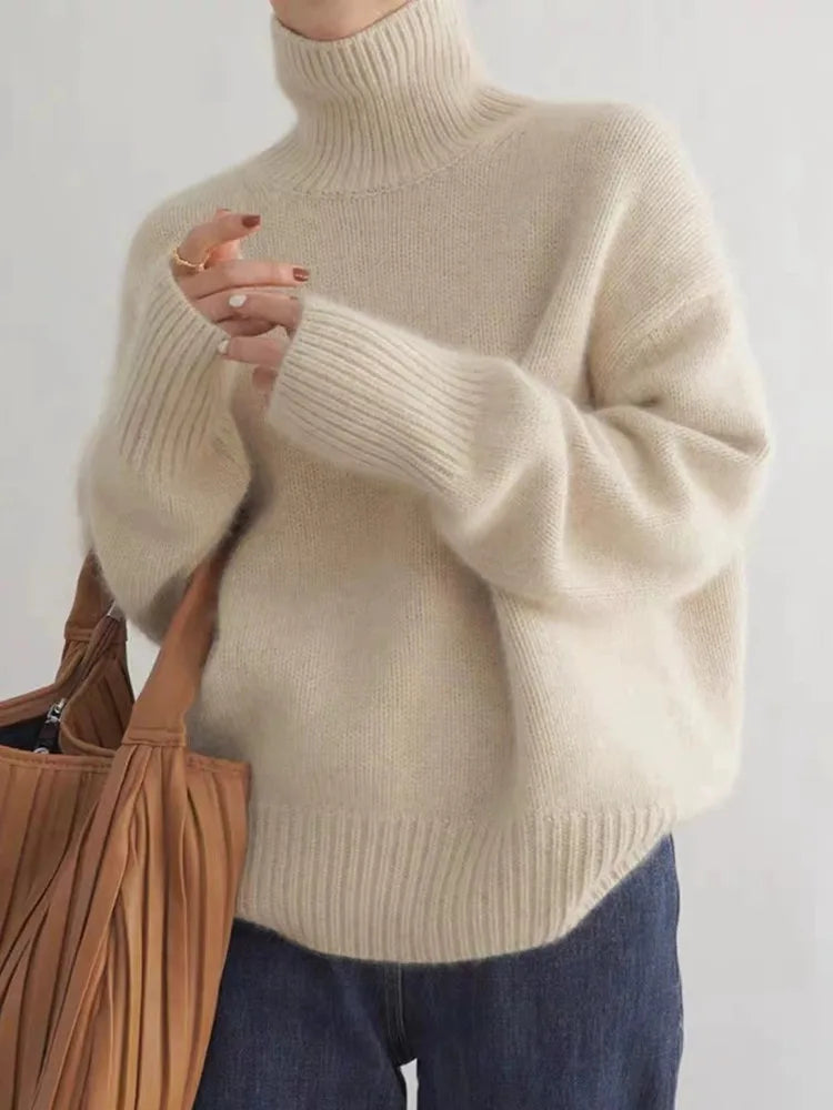 Cendrine | Pull oversize col roulé