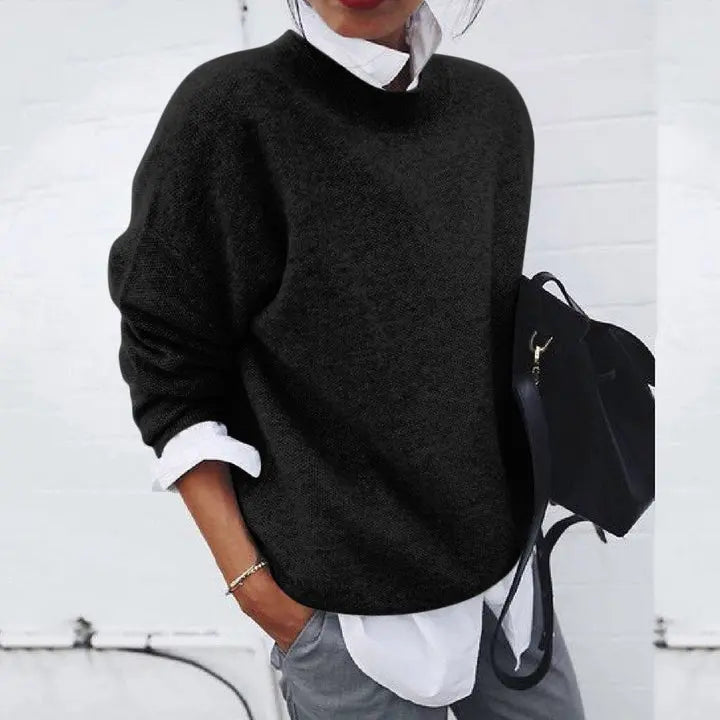 Cédrine | Pull uni ourlet arrondi