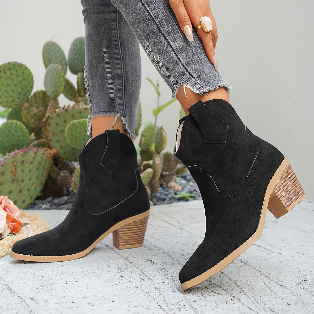 Quitterie | Bottines chelsea western en daim