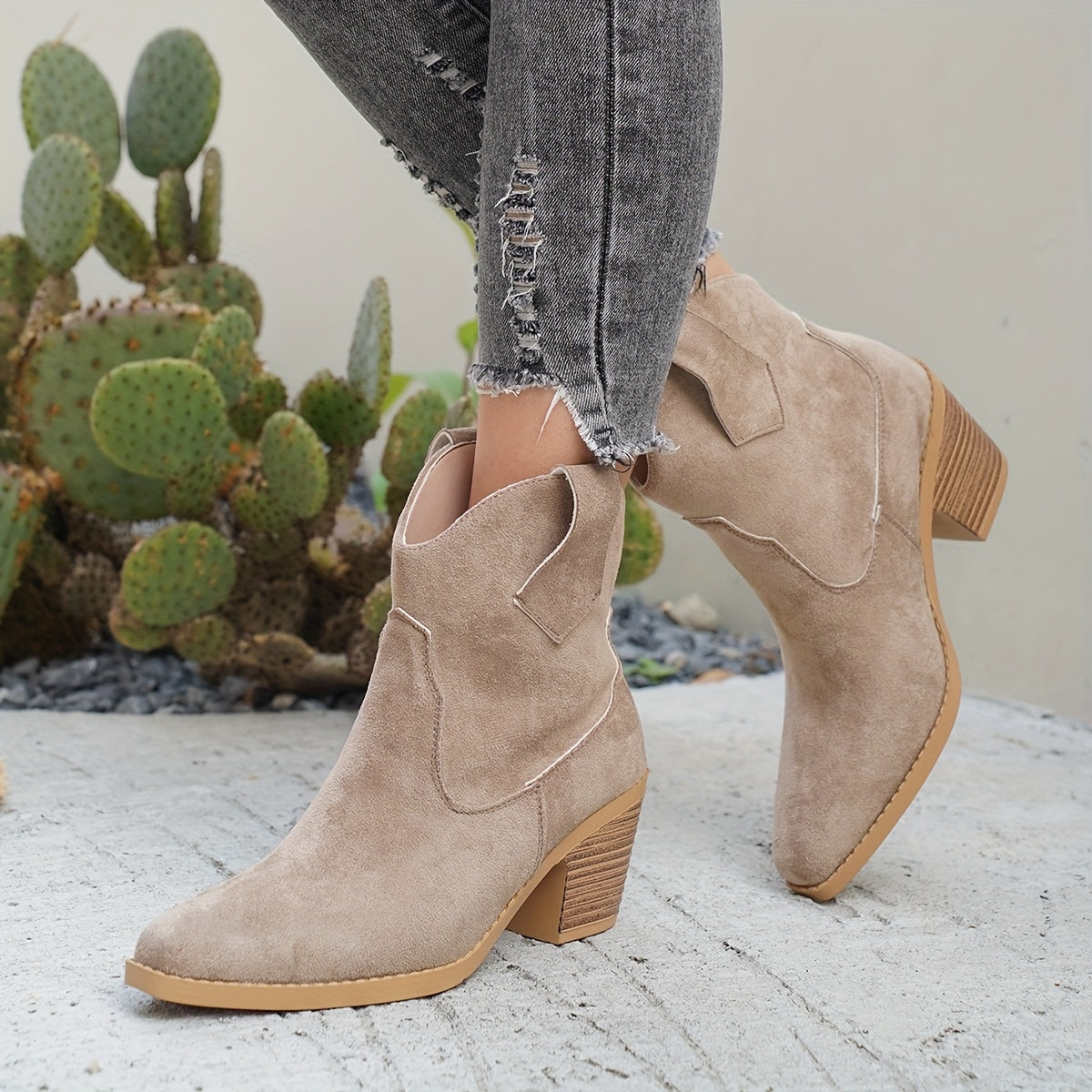 Quitterie | Bottines chelsea western en daim