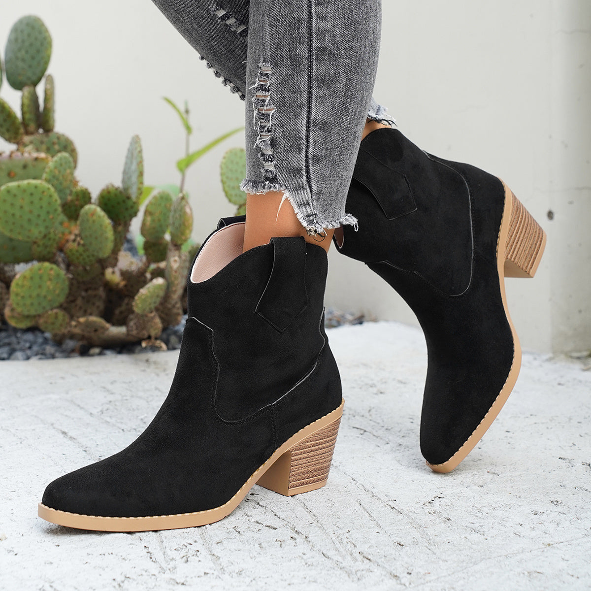 Quitterie | Bottines chelsea western en daim