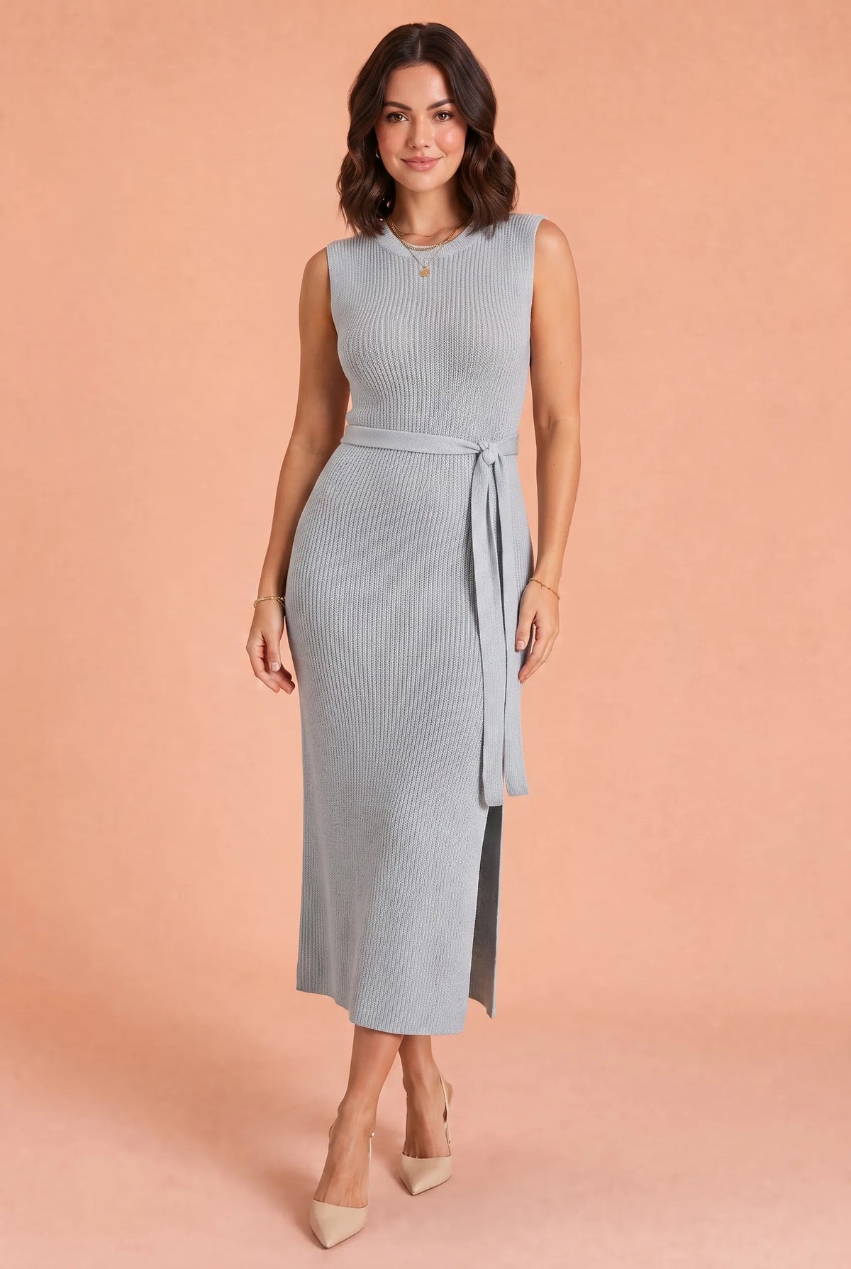 Daphné | Robe longue maille sans manches