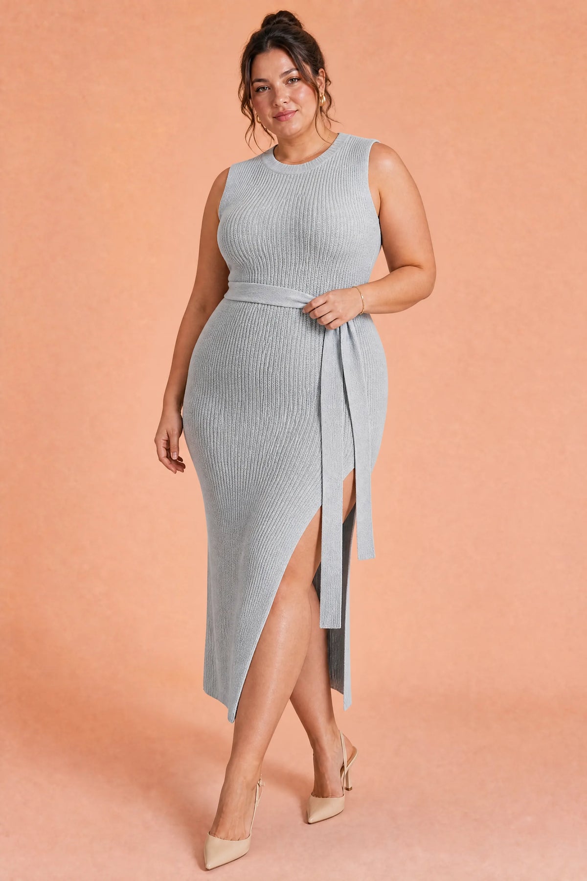 Daphné | Robe longue maille sans manches