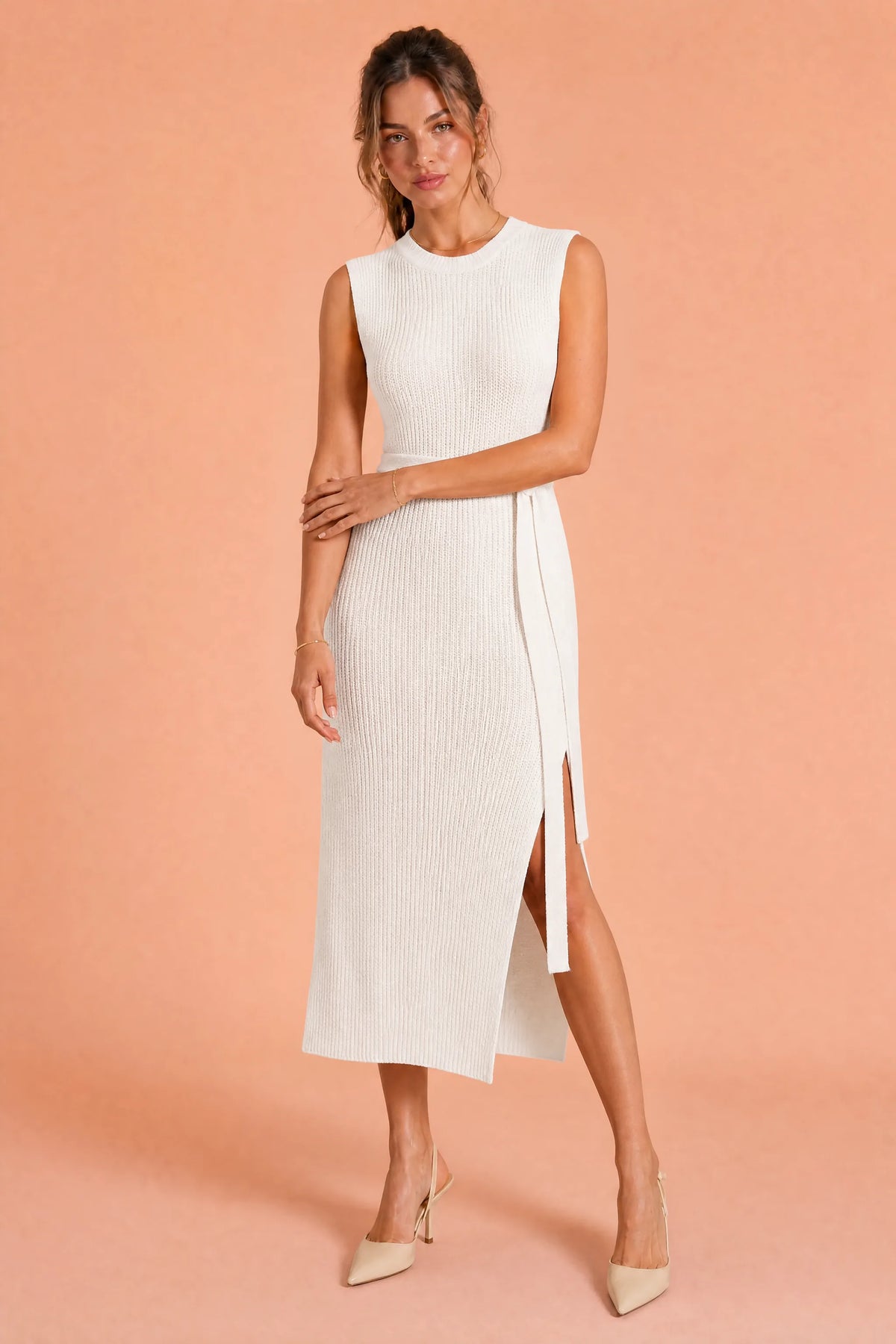 Daphné | Robe longue maille sans manches
