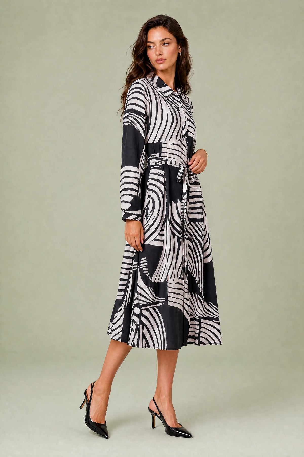 Dahlia | Robe longue imprimée col chemise