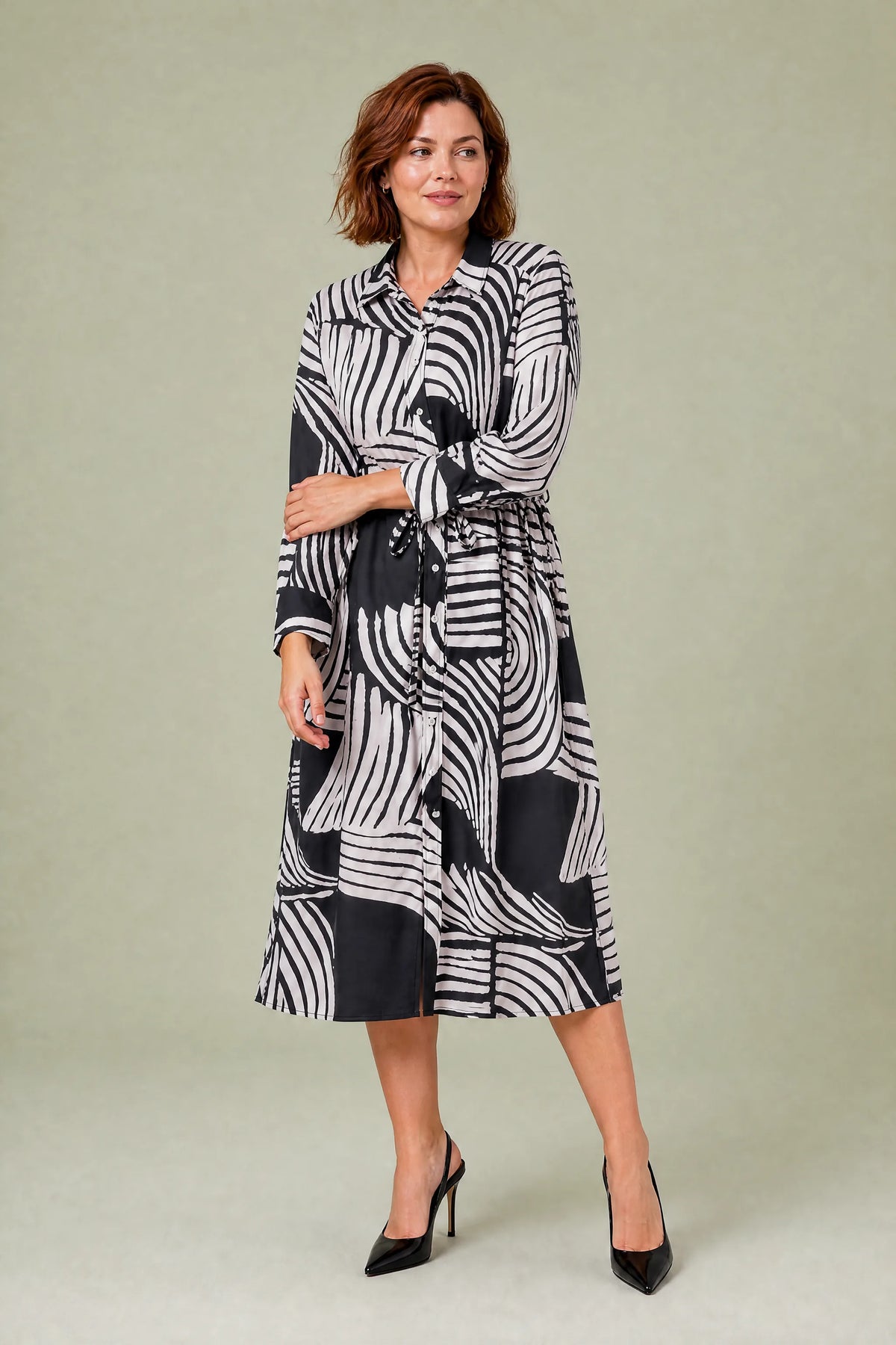 Dahlia | Robe longue imprimée col chemise