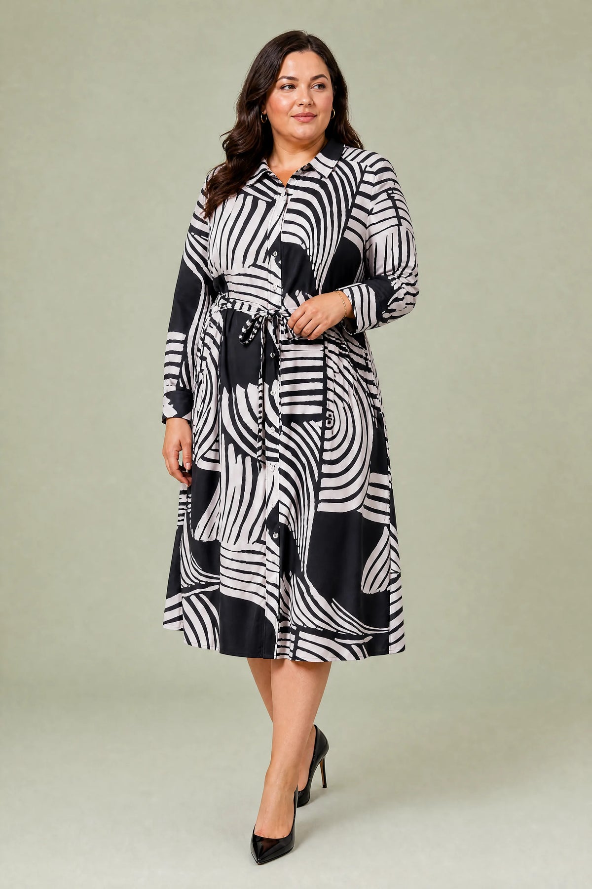 Dahlia | Robe longue imprimée col chemise