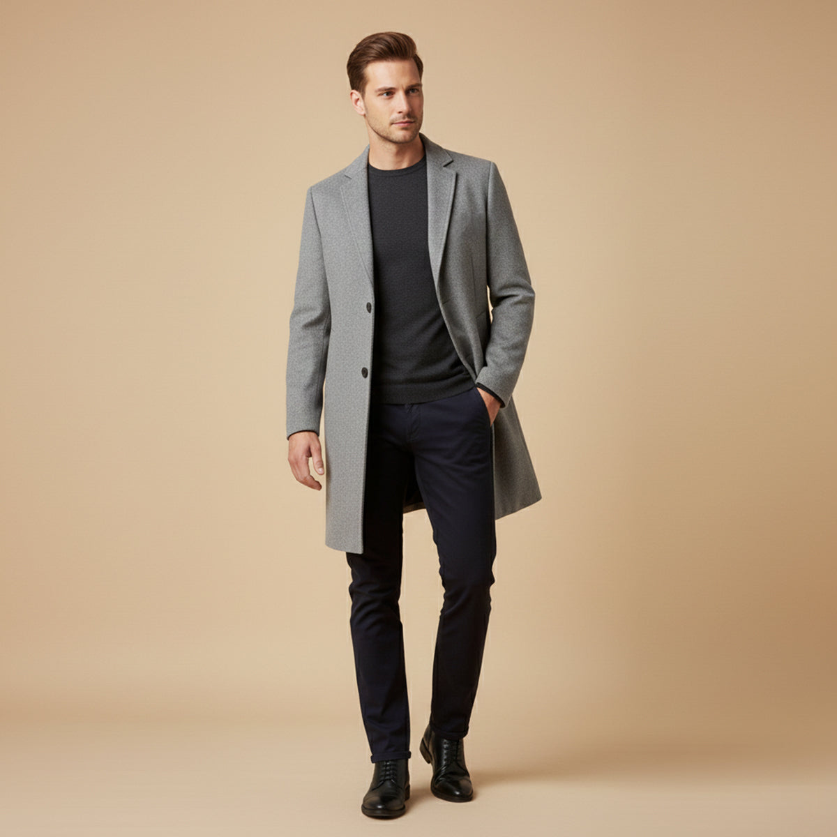 Albéric | Manteau long à revers crantés