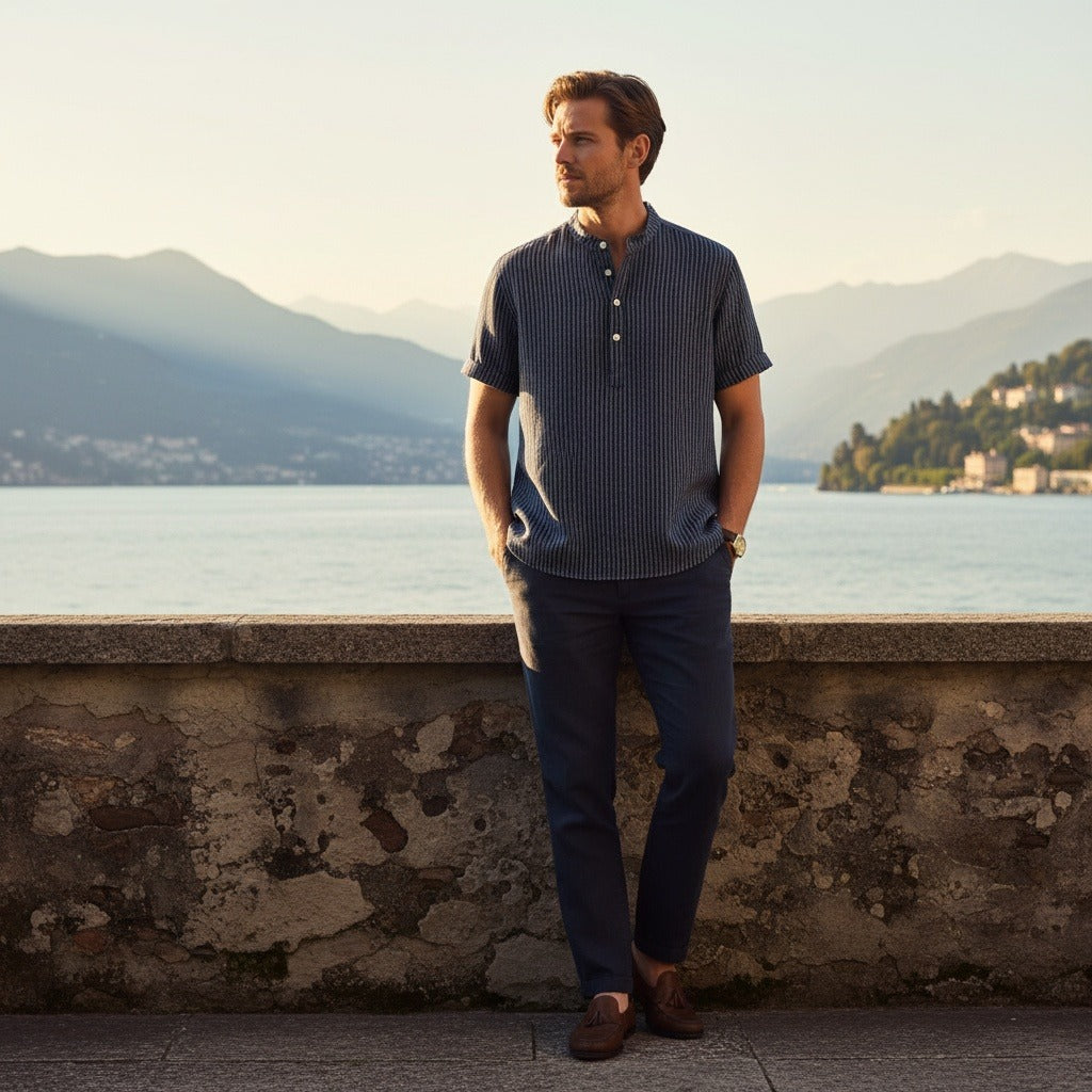 Guilhem | T-shirt rayé lin et coton