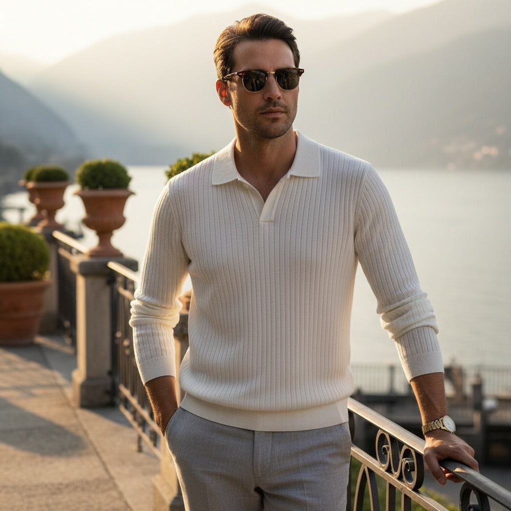 Florent | Polo rayé manches longues
