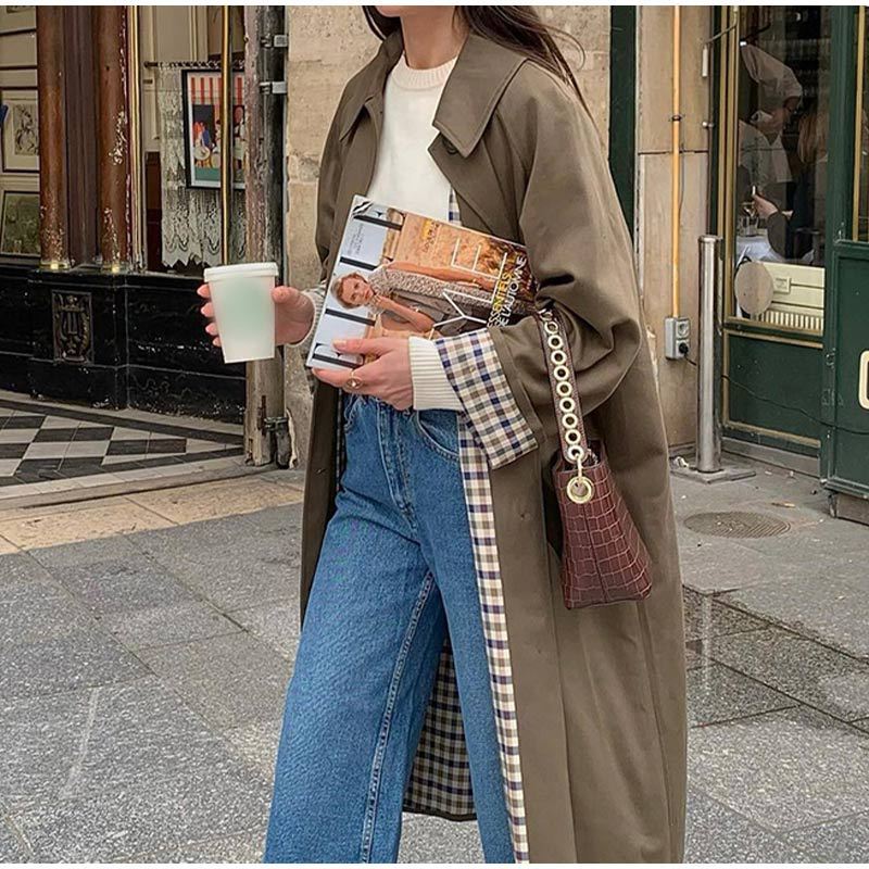 Albane | Trench long doublure à carreaux