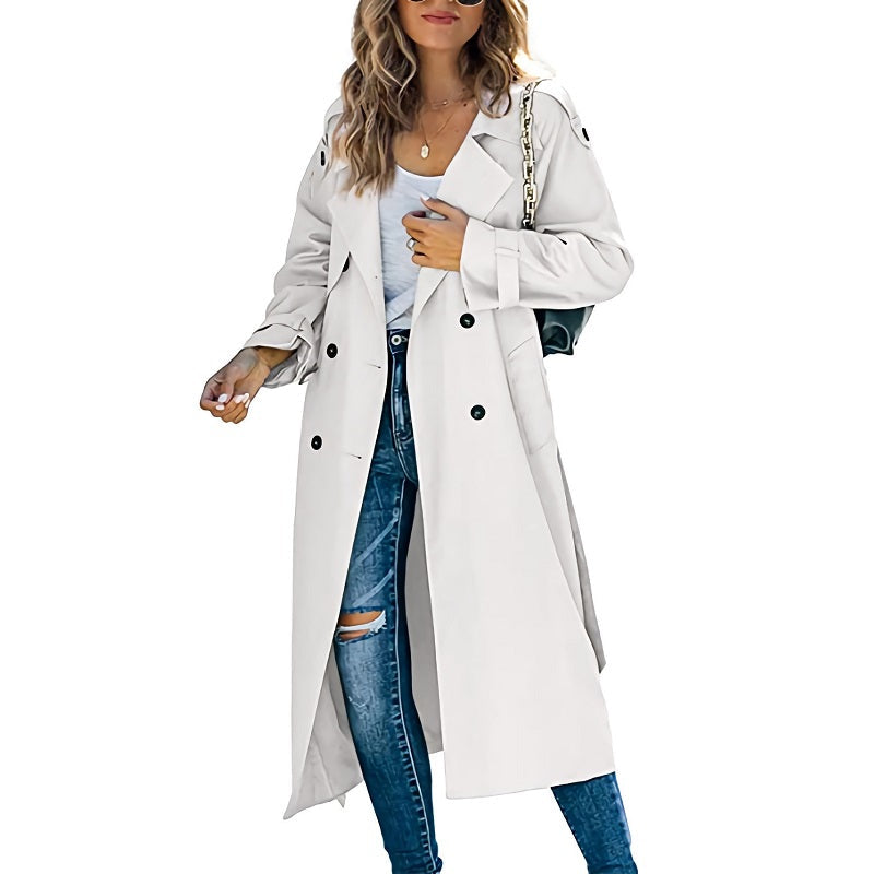 Agathe | Trench long croisé ceinturé