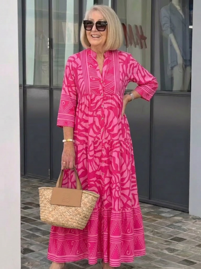 Céline | Robe Midi à Boutons Marielle