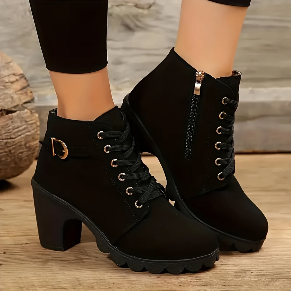 Pierrette | Bottines lacées à talon bloc