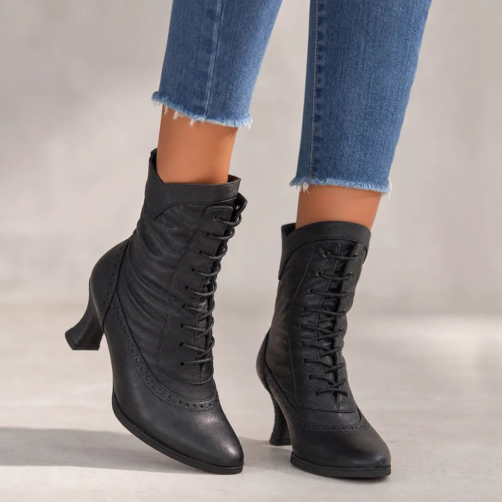 Léonore | Bottines lacées à bout pointu